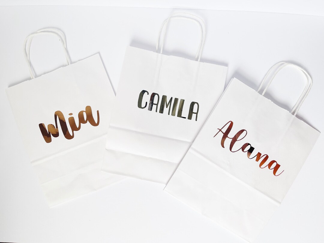 Paper Gift Bags With Names Custom Name Gift Bags Craft Bags Etsy