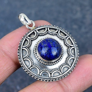 Lapis Lazuli Pendant Handmade Natural Gemstone Pendant 925 Sterling Silver Pendant Antique Pendant Lapis Lazuli Jewelry Engagement Gifts