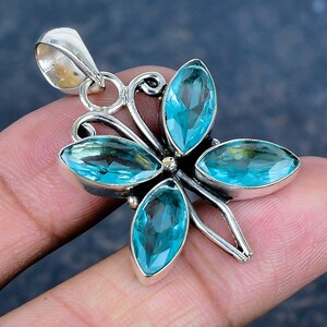 Blue Topaz Pendant Gemstone Jewelry Healing Stone Pendant 925 Sterling Silver Elegant Pendant Handmade Wonderful Topaz Jewelry Gifts For Her