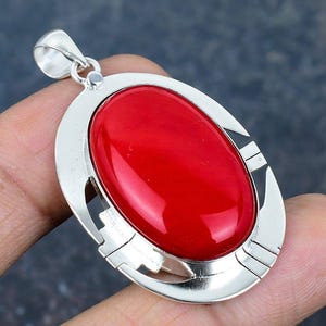 Red Coral Pendant Gemstone Pendant Unique Jewelry 925 Sterling Silver Pendant Handmade Charming Pendant Silver Coral Jewelry Engagement Gift
