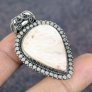 Scolecite Pendant Original Gemstone Pendant Unique Jewelry 925 Sterling Silver Pendant Handmade Pendant Scolecite Jewelry Gift For Wife