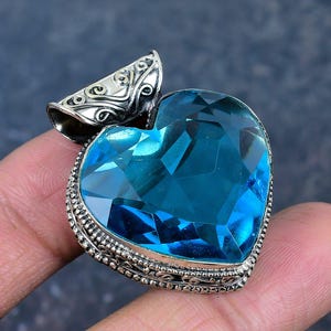 Blue Topaz Pendant 925 Sterling Silver Pendant Handmade Beautiful Jewelry Birthstone Pendant Special Occasion Gift Topaz Gemstone Pendant