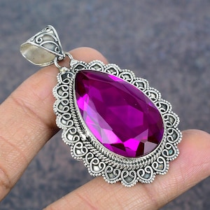Pink Topaz Pendant Gemstone Pendant 925 Sterling Silver Pendant Topaz Jewelry Handmade Pendant Women's Special Gift For Birthday Events
