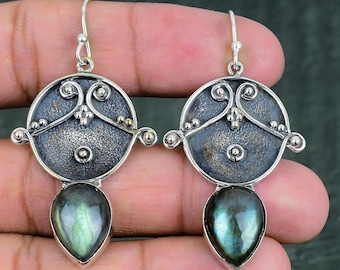 Labradorite Earring 925 Sterling Silver Earrings Birthstone Earring Handmade Brand New Jewelry Natural Gemstone Unique Earrings Gift For Mom