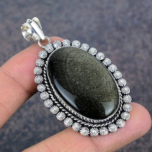 Silver sheen Obsidian Pendant 925 Sterling Silver Gemstone Pendant Unique Jewelry Handmade Pendant Anniversary Gift Designer Pendant For Her