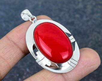 Red Coral Pendant Gemstone Pendant Unique Jewelry 925 Sterling Silver Pendant Handmade Charming Pendant Silver Coral Jewelry Engagement Gift