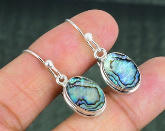 Abalone Shell 925 Sterling Silver Earring, Natural Ocean Inspired Abalone Gemstone Handmade Dangle Earring Brand New Engagement Gift For Her