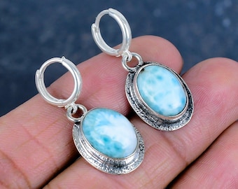 Larimar 925 Sterling Silver Earrings Birthstone Earring Handmade Brand New Jewelry Gemstone Unique Earrings Anniversary Gift For Her