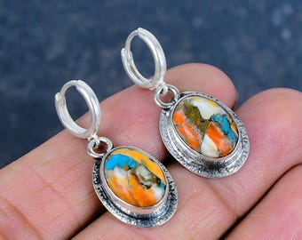 Orange Spiny Oyster Earring 925 Sterling Silver Earrings Designer Jewelry Handmade Earring Top Quality Gemstone Earrings Gifts For Her/Wife