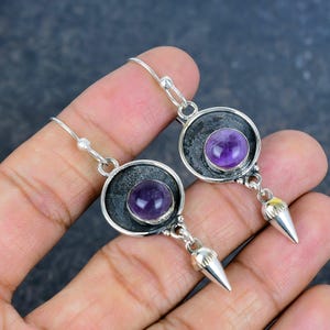 Amethyst Earring 925 Sterling Silver Earrings Natural Gemstone Jewelry Handmade Marvelous Earring Anniversary Gift Silver Jewelry For Her