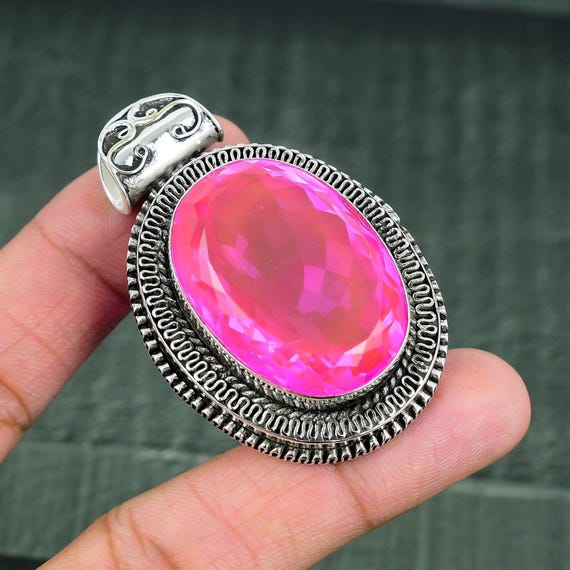 Pendentif En Argent Sterling 925 Avec Topaze Blanche - Fait Main - Bijou Artisanale - Neuf Sans Boîte