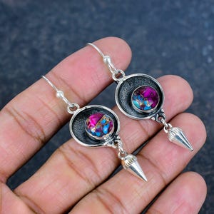Pink Spiny Oyster Earring 925 Sterling Silver Earrings Stud Earring Real Gemstone Jewelry Designer Earring Gifts For Her Handmade Jewelry