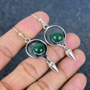 Emerald Earring 925 Sterling Silver Earrings Real Gemstone Jewelry Handmade Excellent Earring Anniversary Gift Emerald Jewelry For Wife