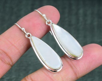 Mother Of Pearl Earrings 925 Sterling Silver Earring Gemstone Jewelry Handmade Unique Earring Boho Jewelry Gifts For Her Designer Earring