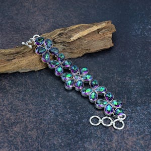 Mystic Topas Armband 925 Sterling Silber Armband Verstellbar Kette Armband Edelstein Schöner Schmuck Handmade Armband Jahrestag Geschenk