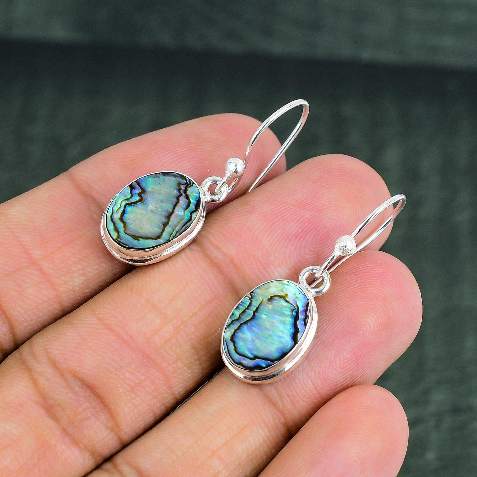 Orecchini A Spada In Argento Sterling 925 Con Conchiglia Abalone | Pendenti Vintage Gotici | Gioielli Ipoallergenici Per Donna