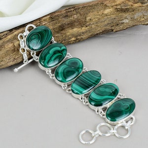 Malachit Armband 925 Sterling Silber Armband Verstellbar Kette Armband Edelstein Schmuck Handmade Armband Verlobungsgeschenk, Weihnachtsgeschenk