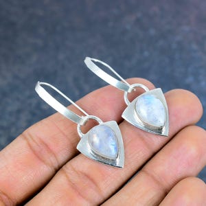 Rainbow Moonstone Earring 925 Sterling Silver Earrings Real Gemstone Jewelry Handmade Excellent Earring Anniversary Gift Jewelry For Wife
