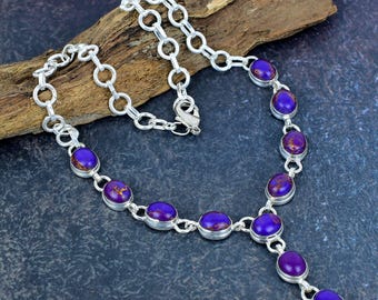 Purple Sea Sediment Necklace Gemstone Necklace 925 Sterling Silver Adjustable Chain Beautiful Necklace Handmade Jewelry Birthday For Her