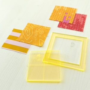 quadratische Acrylschablone mit 2,5" Kantenlänge, zwei-teilig, für EPP / lieseln / Zuschnitt mit 3/8" Nahtzugabe