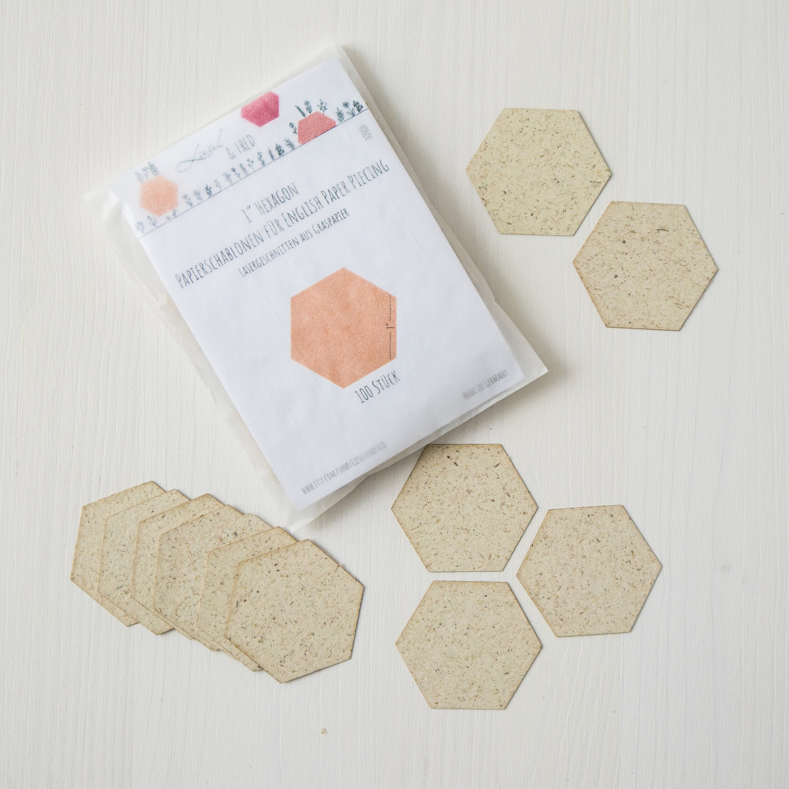 1" Hexagon Paper Templates (100 pieces) for English Paper Piecing (EPP / lieseln)