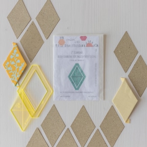 2" Diamant-Acrylschablone 60 Grad, zwei-teilig, mit 40 Papierschablonen für EPP / lieseln mit 3/8" Nahtzugabe