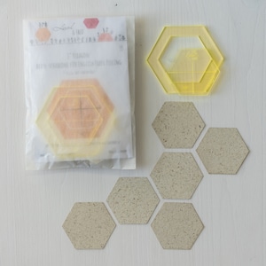 1" Hexagon-Acrylschablone, zwei-teilig, mit 50 Papierschablonen für EPP / lieseln mit 3/8" Nahtzugabe
