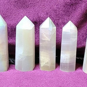 Angel Aura Pink Mangano Calcite Tower - U.V. reactive