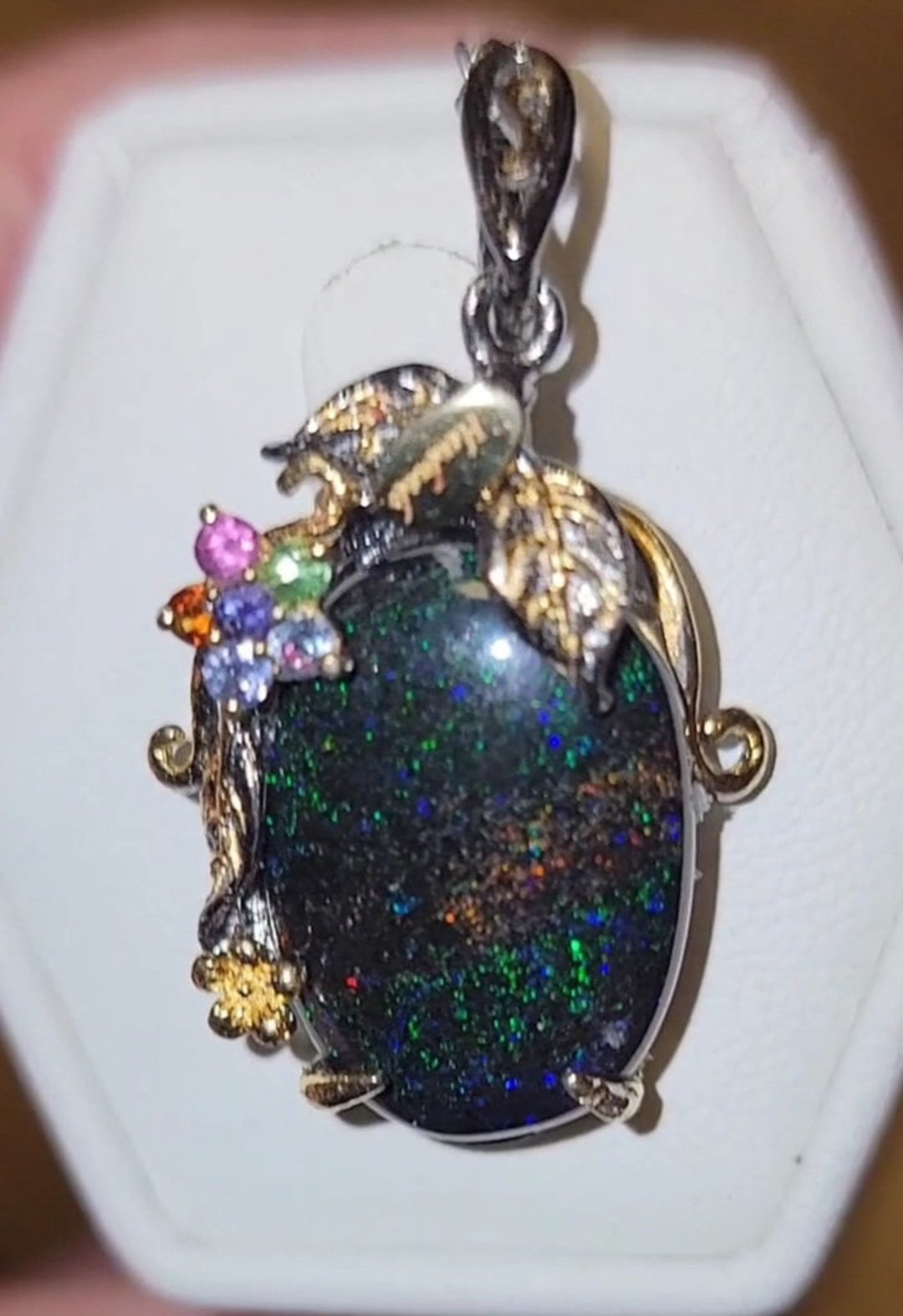 Andamooka Matrix Opal Pendant in Artisan Setting Etsy