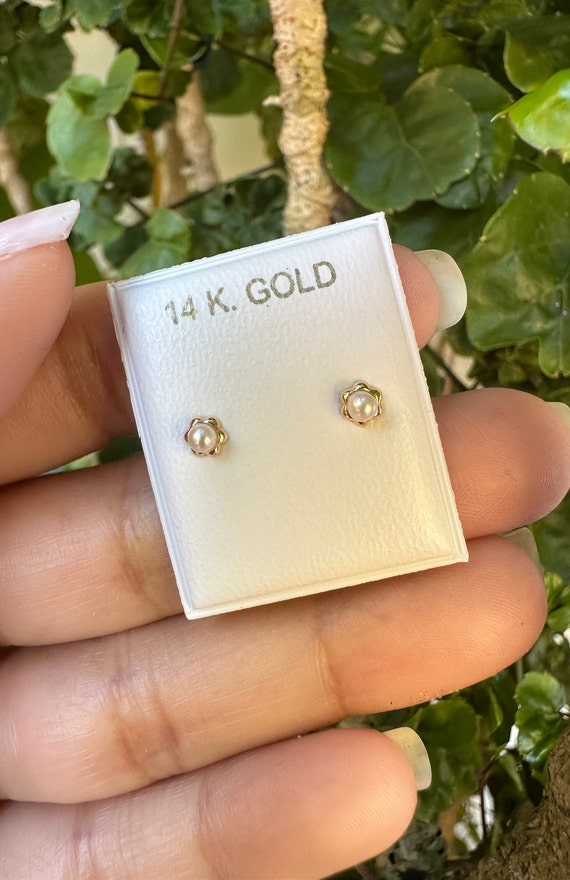 Orecchini Con Fiocco Pendenti In Oro 14 Carati – Perle E Zirconi – Ipoallergenici In Elegante Scatola Regalo