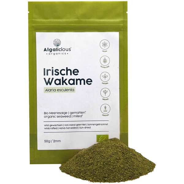 ALGALICIOUS Bio Alaria Esculenta Flakes | 50 g | Flügeltang wild gewachsen | Atlantic Wakame reich an Mineralstoffen und Antioxidantien