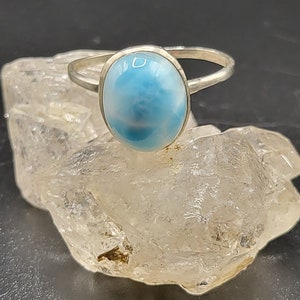 925 Silver Larimar ring handmade band