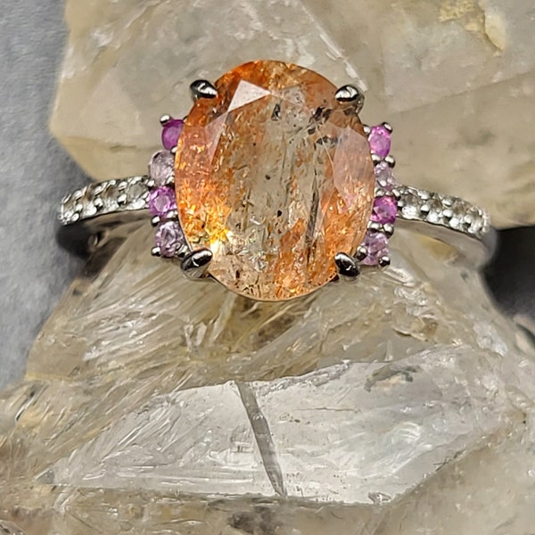 925 silver sunstone ring size 9