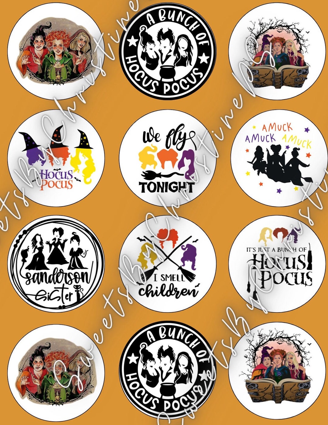 HOCUS POCUS Cupcake Toppers Hocus Pocus Edible Image Sheet Etsy
