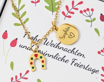 Collar de herradura Lucky Girl: collar personalizado con grabado, collar con amuleto de la suerte para mujer, regalo único para novia