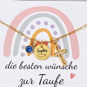 Baptism gift with cross pendant & name engraving – Personalized necklace for baptism, confirmation or school enrollment