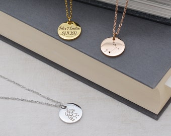 Personalized name necklace with engraving, plates, pendants, gift for birth