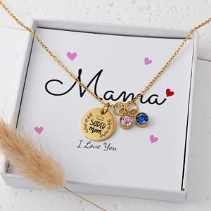 Geburtsstein-Halskette mit Personalisierung für Mama – Perfektes Muttertagsgeschenk | Geschenkbox & Karte | Einzigartiger Schmuck für Mütter