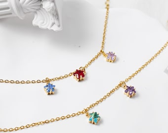 Family Birthstone Bracelet, Minimalist Jewelry with Selectable Birthstones, Gift for Mom, Girlfriend or Anniversary