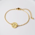 Birth flower bracelet, zodiac sign bracelet, engraved jewelry, name and date engraving