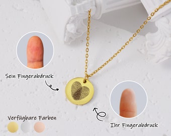 Personalisierte Fingerabdruck Halsketten Valentinstag Geschenk Eingravierte Halsketten Fingerabdruck Schmuck  Gedenkgeschenk