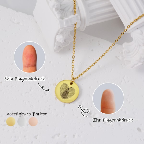 Personalisierte Fingerabdruck Halsketten Valentinstag Geschenk Eingravierte Halsketten Fingerabdruck Schmuck  Gedenkgeschenk