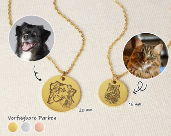 Pet Engraved Necklace, Personalized Dog Gift, Pet Portrait Memorial, Pet Memorial Pendant, Dog Photo Necklace