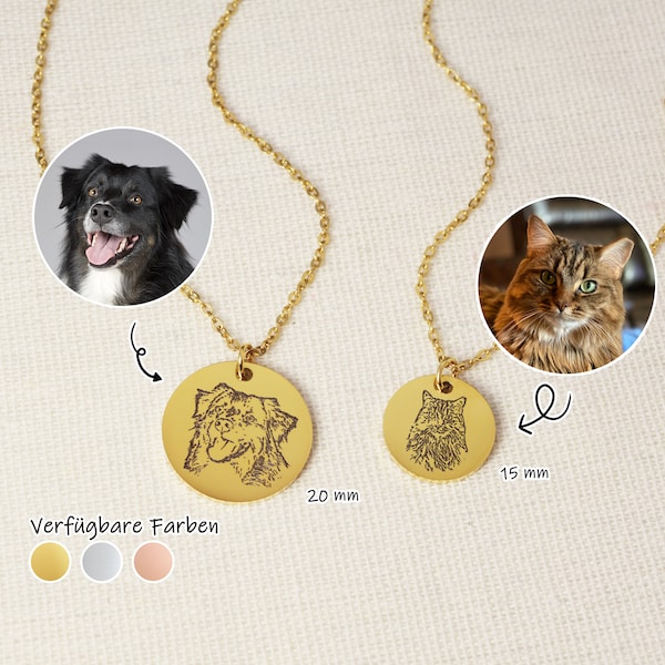 Haustier Gravur Kette, personalisiertes Hundegeschenk, Tierporträt Erinnerung, Haustier Denkmal Anhänger, Hunde Foto Halskette