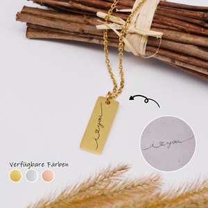 Collar con escritura a mano, grabado de firma, joyas personalizadas, regalos de recuerdo
