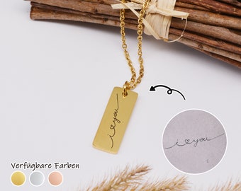 Collar de escritura a mano, grabado de firma, joyería personalizada, regalos de recuerdo