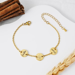 Pulsera de mamá con nombres de niños, regalo de abuela con grabado, colgantes con varios nombres, regalo para el primer Día de la Madre