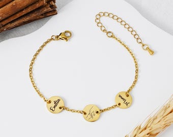 Braccialetto personalizzato per la Festa della Mamma con i nomi dei bambini, regalo inciso per la nonna, ciondoli con nomi multipli, regalo per la prima Festa della Mamma.
