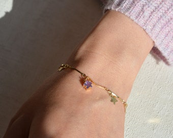 Star bracelet with birthstone, personalized Christmas decorations, best friend gift