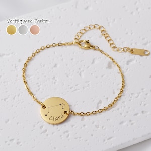 Zodiac Bracelet, Name Bracelet, Personalized Bracelet, Custom Bracelet, Plate Bracelet with Engraving